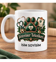 Veteriner Teknikeri Kupa Bardak Pati ve Stetoskop Tasarımı