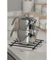 Mat Siyah Yanmaz Nihale Tencere Altlığı Tezgah Üstü Altlık Paslanmaz Metal