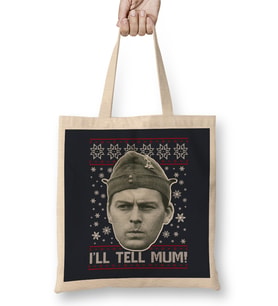 Dads Army Pike Tell Mum Christmas Knit Pattern Bez Çanta Uzun Saplı