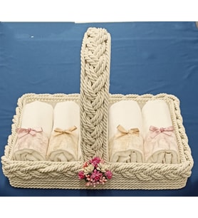 FNT SAPLI HAVLULU SEPET 5 adet 30*50 cm pamuklu fiyonklu fistolu havlu