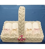 FNT SAPLI HAVLULU SEPET 5 adet 30*50 cm pamuklu fiyonklu fistolu havlu