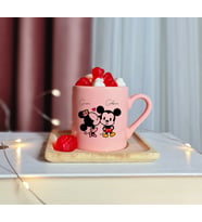 Mickey & Minnie Mouse Sevgili Eş Tasarımlı Kişiye Özel Pembe Türk Kahvesi Fincanı
