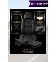 fiat egea 2019 Koltuk ve Kılıf uyumlu Siyah Lüks Minder Yastık 2 Minder 2 Yastık