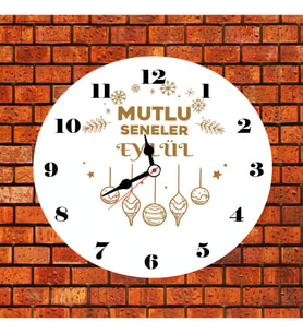 Yeniyıl Temalı İsimli Yılbaşı Duvar Saati Kişiye Özel