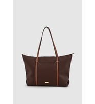Velie Paraşüt Kumaş Şeritli Shopper Çanta Taba