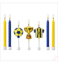 Sarı Lacivert Futbol Temalı 7 Parça Doğum Günü Mum Seti (STD)