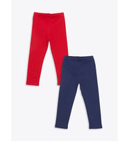 LCW Kids Lacivert Beli Lastikli Basic Kız Çocuk Tayt 2'li