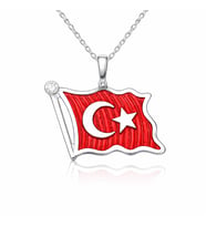 Gümüş Türk Bayrağı Kadın Kolye