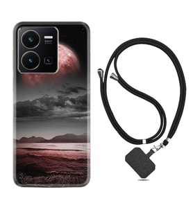 Vivo Y22 Kılıf Resimli Boyun Askılı İpli Desenli Silikon Series Red World 1836
