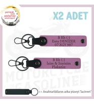 Yol Tutkunlarına, İsim Plaka ve B Rh (-) Kan Grubu Kişiselleştirilmiş Deri x2 Anahtarlık, Pembe-Laci (Çok Renkli)