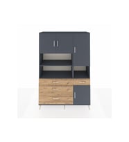 Hyperion Dolap 9 Raflı 4 Çekmeceli 4 Kapaklı 132x44x195 Antrasit-Antrasit/Çam