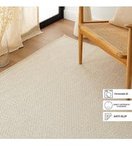 Ocean Home Textile Yıkanabilir Jüt Görünümlü Krem Renk Hasır Desenli Halı Kilim 200 x 290 cm