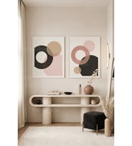 Modern Minimalist Geometrik Soyut 2’li Ahşap Çerçeveli Tablo Seti