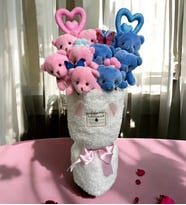 Pembe & Mavi Sevimli Ayıcıklar Peluş Vazo Tasarımlı Buket