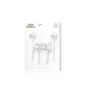 Simli Happy Birthday Yıldız Mum Seti