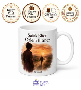 Asker Yolu Gözleyenlere Şafak Biter Özlem Bitmez Hasret Kupası Hediye Bardak