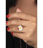 925 Ayar Gümüş Rose Uğur Böceği Papatya Kolye