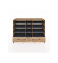 Kronos Dolap 12 Raflı 3 Çekmeceli  220x59x163 Çam-Antrasit/Çam