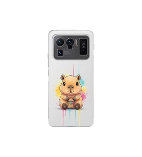 Xiaomi Mi 11 Ultra ile Uyumlu Splash Kapibara Tasarımlı Şeffaf Silikon Kılıf