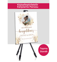 Kişiye Özel Düğün Karşılama Panosu 50x70 cm Dekota Pano  Model ve Stand Seçenekli (Model 2)