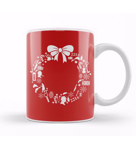 Sherlock Holmes Christmas Wreath Pattern Kupa Bardak Porselen