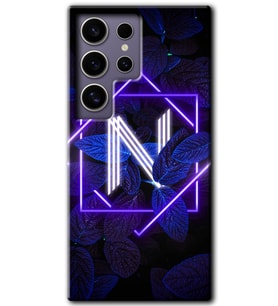 Galaxy S24 Ultra Kılıf HD Desen Baskılı Kılıf - Dark Neon Yaprak N Harfi