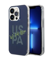 Apple iPhone 15 Pro Max Uyumlu Kılıf U.S. Polo Assn. Orjinal Lisanslı Simli Parlak Alfabe Tasarım Kapak (Lacivert)
