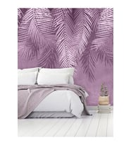 Dreamwall Tropik Yapraklar Desenli Silinebilir Sağlıklı Tekstil Duvar Kağıdı (Lila - Mor)