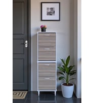 Eliusta Elenio 52 cm Genişlik Cordoba Renk Ayaklı 4 Kapaklı Ayakkabılık 52x168x26 cm Ayakkabılık (Sütlü Kahve)