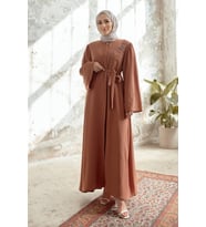 Lena İşleme Detaylı Abaya - Camel