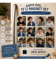 12'li Kare Fotoğraf Magneti Erkek Çocuğuna Kişiselleştirilebilir Çocukluk Anıları Hediye Seti