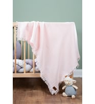 %100 Pamuk 4 Katlı Müslin Bebek Battaniyesi (Toz Pembe)