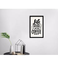 BK Home Coffee Tasarımlı Dekoratif Ahşap Siyah Çerçeveli Tablo-49