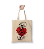 Love Music Müzik Beyaz Bez Çanta Uzun Saplı Alışveriş Çantası Plaj Çantası