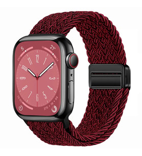 Apple Watch 10/11 42mm-38/40/41mm Kordon Magnet Örgü Strap 2/3/4/5/6/se/7/8/9 (Kırmızı-Siyah)