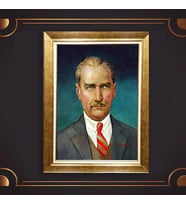 Özel Seri Paspartulu Çerçeveli Atatürk Tablo l346 (Gold)