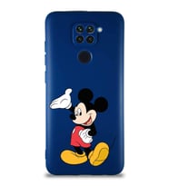 Xiaomi Redmi Note 9 Soft Premier Kapak Mickey Mouse-C Tasarımlı Silikon Kılıf - Lacivert (Şeffaf)