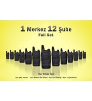Çaycı Telsizi 1 Merkez 12 Şube Kulaklık Hediyeli Full Set (Siyah)