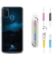 Samsung M21 M22 M23 M30 M31S M32 Kılıf Kablo Koruma Spiral Silikon Gece 1633