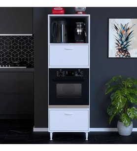 Modilayn QPİER Ankastre Dolap (60x185,9x56 cm): 2 Kapaklı Mini/Midi Mikrodalga Fırın Dolabı