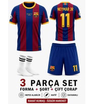 Barcelon'a Neymar Jr 2011 London Retro Futbol Çocuk Forması 4'lü Set Çorap+Bileklik Hediyeli