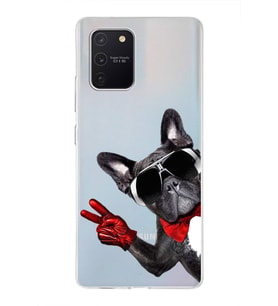 PrintiFy Samsung Galaxy A91 ile Uyumlu 1mm Slim Fit Köpek 2 050e Baskılı Şeffaf  Kılıf