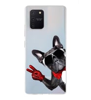 PrintiFy Samsung Galaxy A91 ile Uyumlu 1mm Slim Fit Köpek 2 050e Baskılı Şeffaf  Kılıf