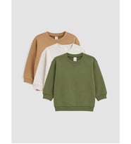LCW baby Haki 3'lü Bisiklet Yaka Erkek Bebek Sweatshirt