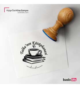 Kahve Kişiye Özel Kitap Damgası Kitap Mührü Kaşe Kitap Mühür Özel Damga 473