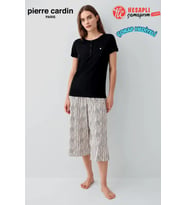 Pierre Cardin Paris Premium Kadın Modal Pamuklu Rahat Kesim Kısa Kollu Kapri Pijama Takım