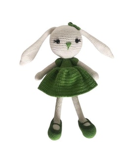 Sevimli Uzun Kulak Yeşil Tavşan Amigurumi Organik Oyuncak