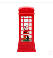 Uçuşan Simli,12,5 x 5cm Led Işıklı Telefon Kulübesi Küre-Noel Baba (STD)