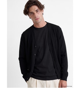 LCW Vision Siyah Regular Fit V Yaka Erkek Triko Hırka
