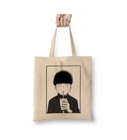 Mob Psycho Manga Panel Beyaz Bez Çanta Uzun Saplı Alışveriş Çantası Plaj Çantası